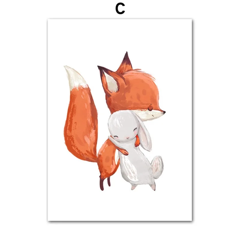 Плакат с изображением лисы скандинавских животных Настенная живопись на холсте