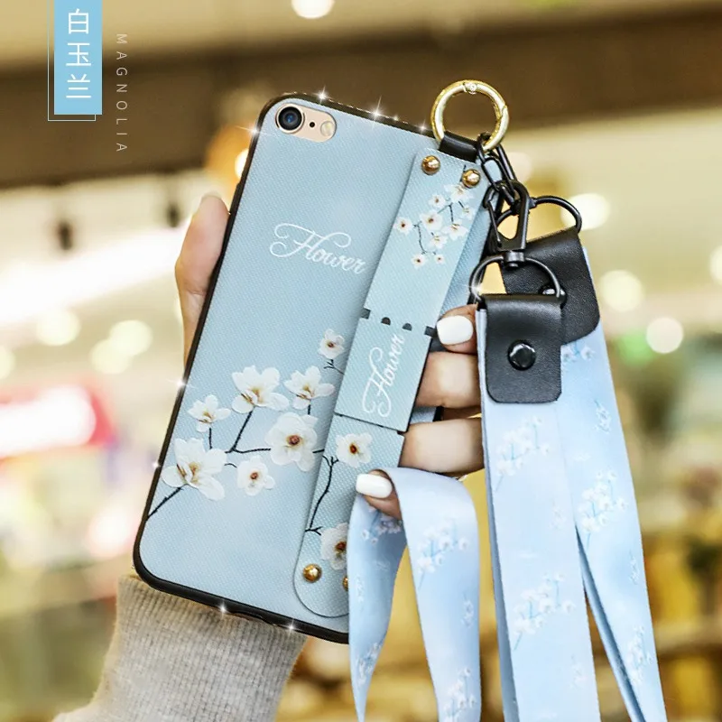 Blue with 2 Straps Чехол с ремешком на запястье для Xiaomi mi 9 SE 8 Lite mi Max 2 5X A1 6X A2 Play Lanyard Strap Cover для Red mi Note 7 5 4X4 6A 6 Pro 5 Plus - Цвет: Blue with 2 Straps