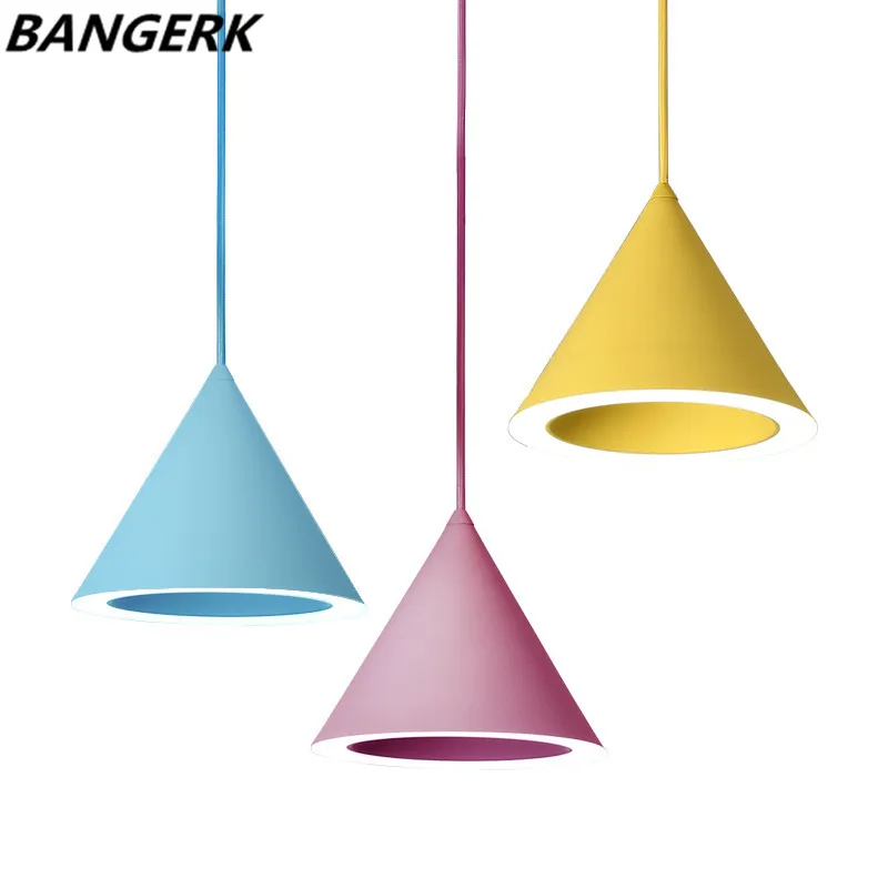 

Nordic Design Modern LED Pendant Light Iron Creative Restaurant Hanging Lamp Lights Simple Color Home Decor Pendant Lighting