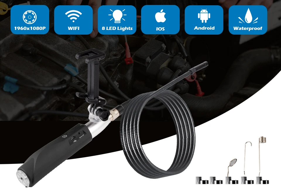 KERUI F110 Waterproof 1080P Handheld WIFI1M 3M Cable 8mm Endoscope Multipurpose Inspection Camera for Android IOS Phone