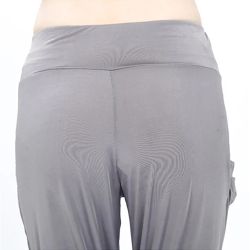 Женские летние свободные шаровары яркого цвета эластичные укороченные брюки с