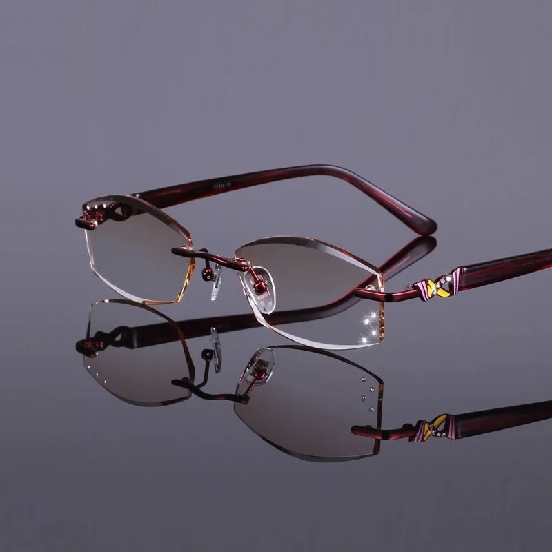 Ультралегкие титановые женские очки RImeless градиентные для близорукости|glasses
