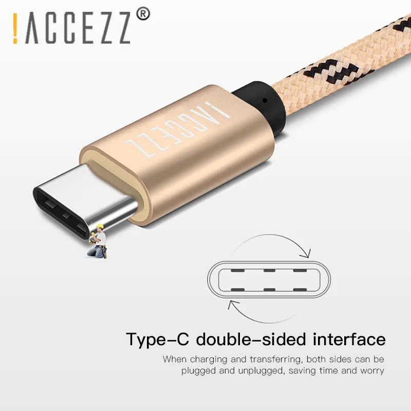 ! ACCEZZ USB-кабель Type-C для Samsung S8 S9 Plus Oneplus 6 кабель быстрой зарядки и передачи данных