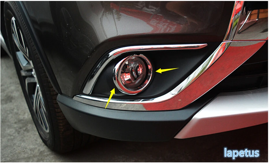

Lapetus Accessories For Mitsubishi Outlander 2015 - 2019 Chrome Front + Rear Tail Fog Lights Lamps Decoration Cover Trim 4 Pcs