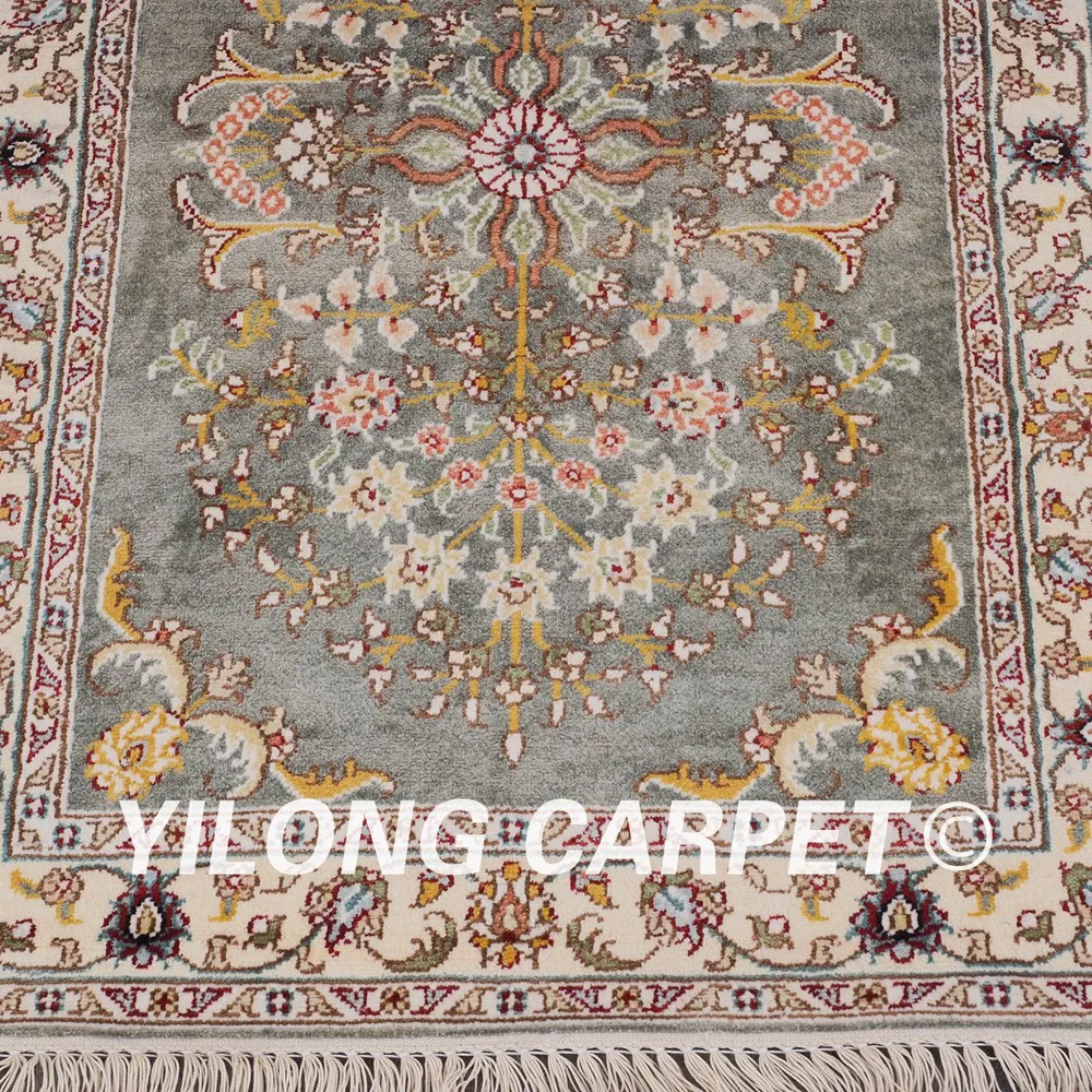 Ковер YILONG 2 &quotx 3&quot Кашан фарсированные ковры ручной работы тонкий светло-зеленый