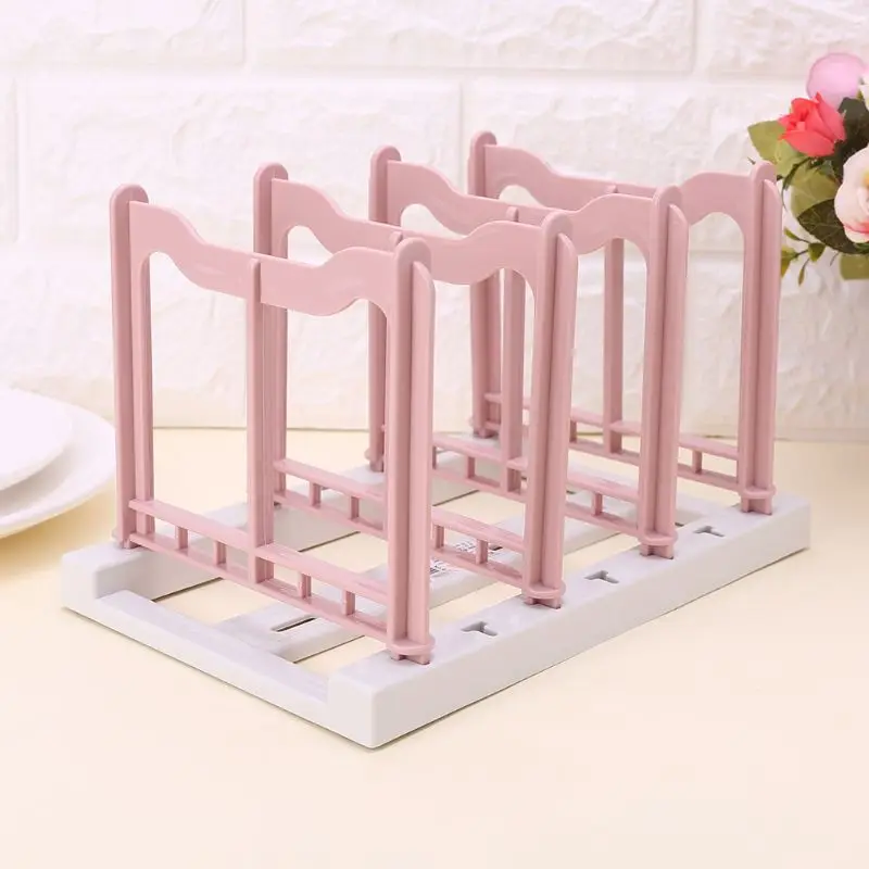 Pink Съемный пластиковый кухонный слив, полка, разделочная доска, держатель, сковорода, крышка, подставка, тарелки, миски, органайзер для хранения - Цвет: Pink