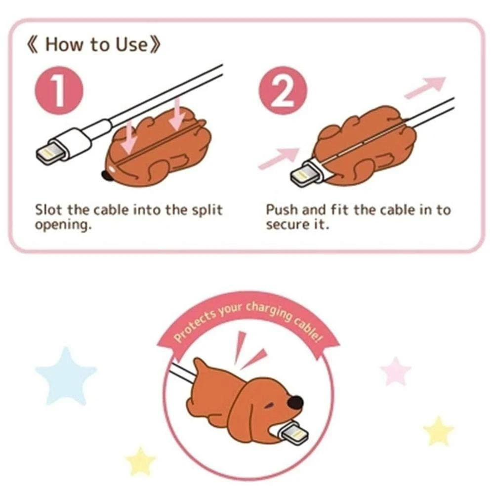 Верхний протектор сердцевины кабеля милые животные кабель укуса для iPhone телефон