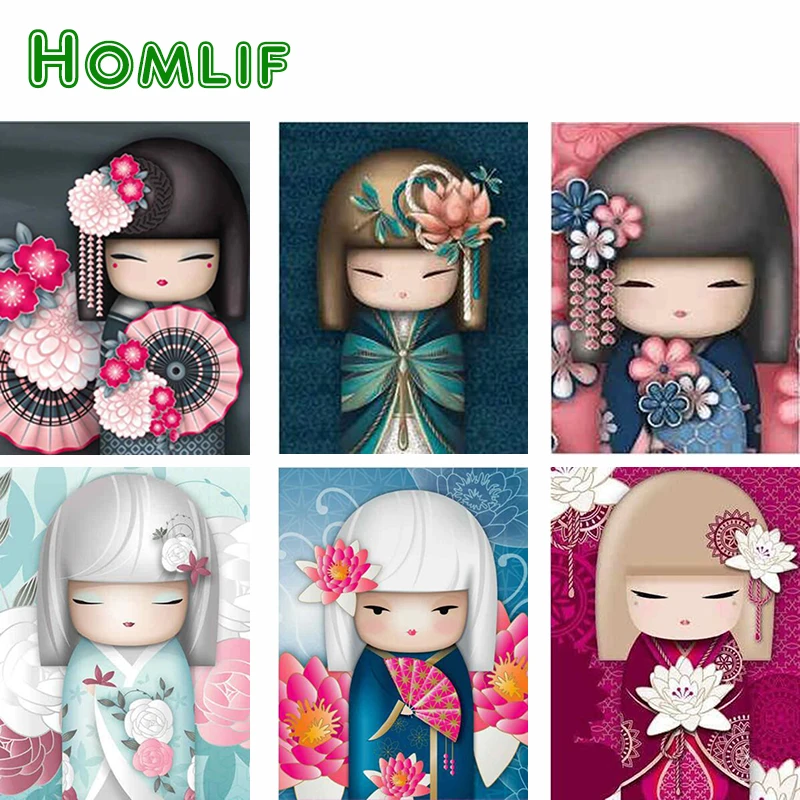Картина из страз HOMLIF 5D сделай сам мультяшная Мозаика квадратных кимоно для