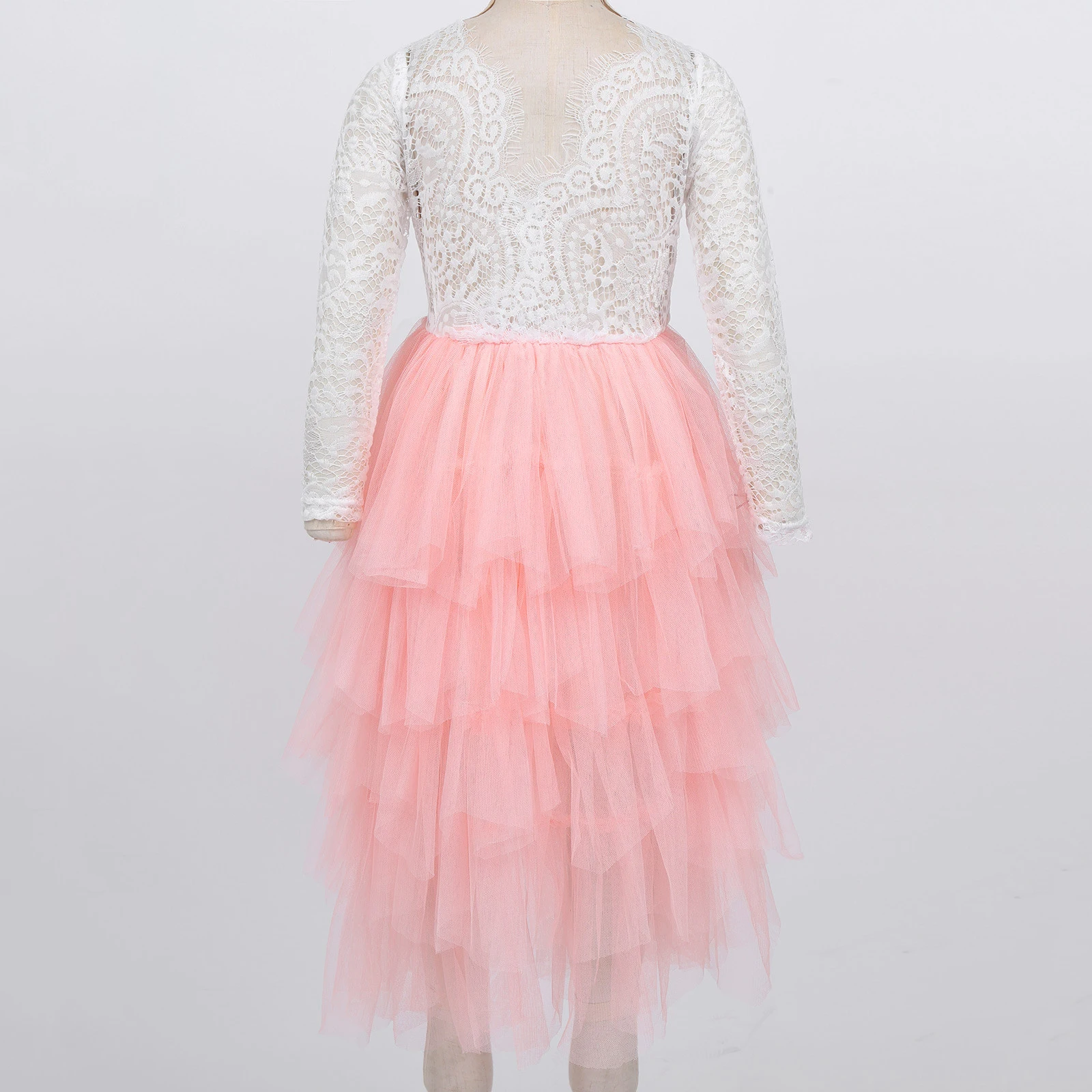 Милое кружевное платье для девочек с треугольным вырезом на спине цветочным