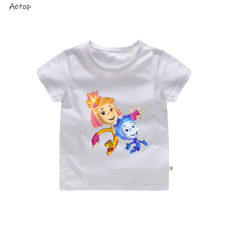 Мальчиков или девочек Фиксики футболка детская Рубашка С Короткими Рукавами