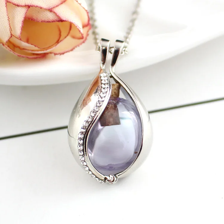 Silver with Purple 1 шт. медальон в форме капли, кулон со стеклянным шаром, медальон с памятью, подвеска для кремации, ювелирные изделия, Заполняемые ювелирные изделия - Окраска металла: Silver with Purple
