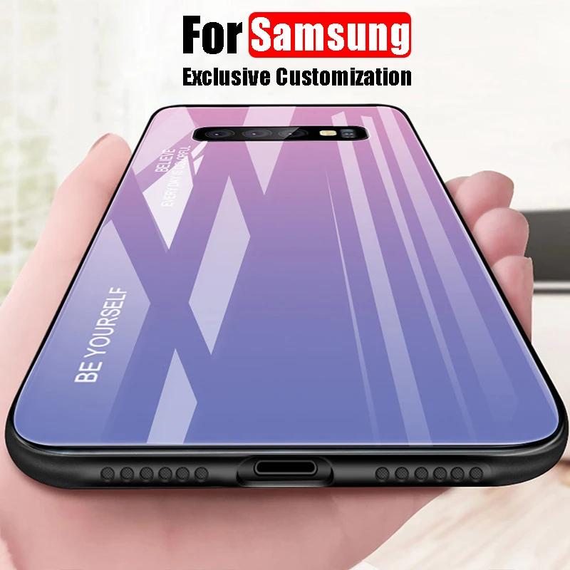 Luxury Gradient Glass Phone Case For Samaung Galaxy S10 S9 8 Plus E Note 9 A10 A30 A40 A50 Protection Back Cover |
