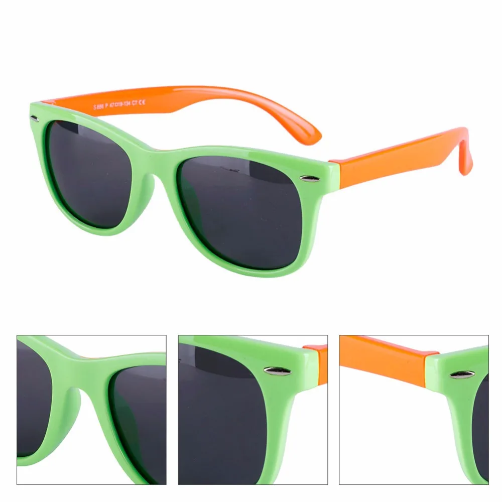Красочные гибкие мягкие детские солнцезащитные очки поляризационные безопасные
