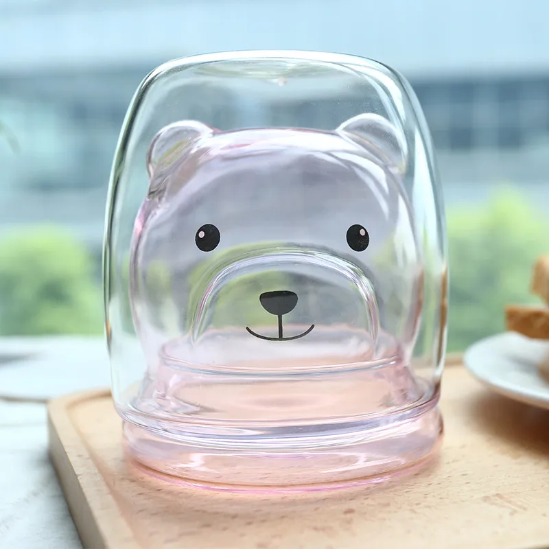 Креативная кофейная кружка с мультяшным медведем прозрачная стеклянная