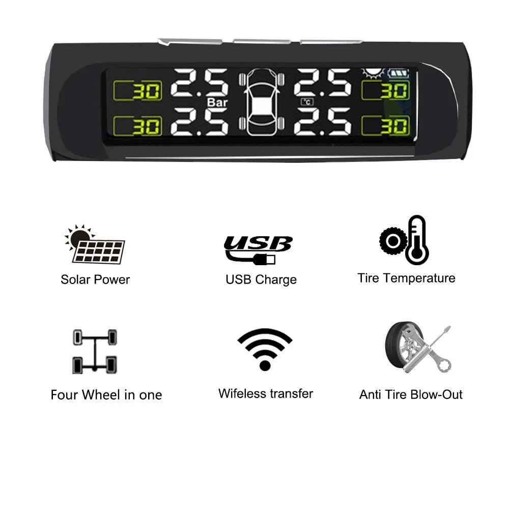 Ритм умный автомобиль TPMS шин давление мониторинга системы Солнечный мощность