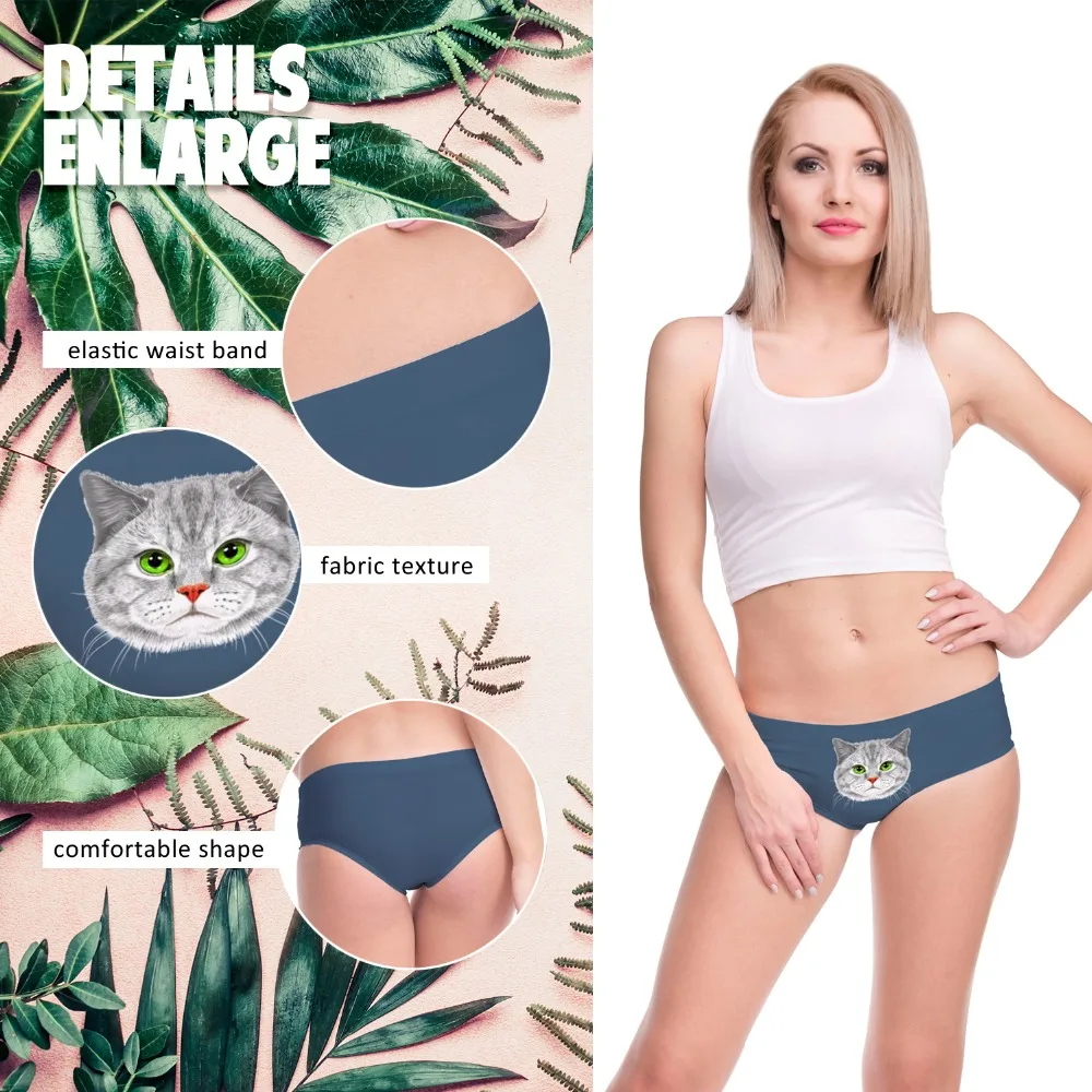LEIMOLIS голубые с забавным принтом кошки сексуальные женские милые нижнее белье