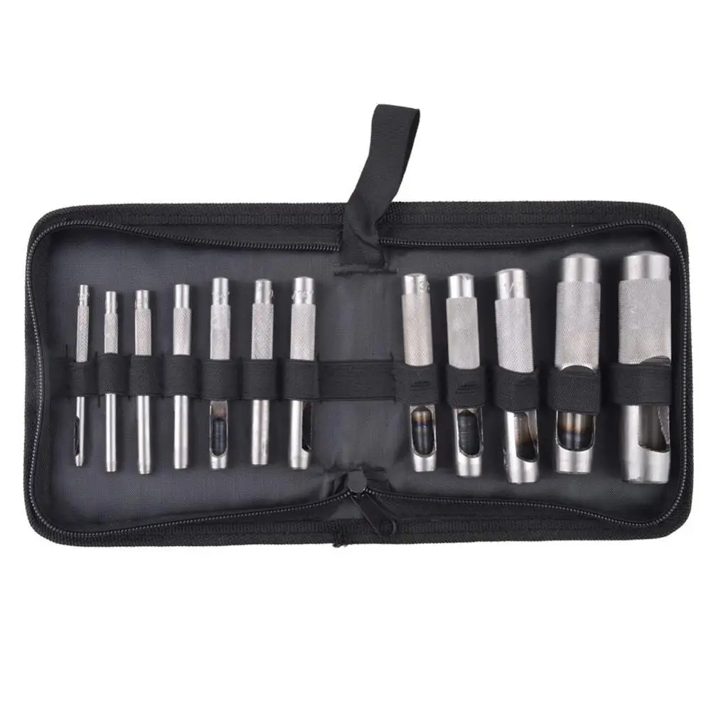 12 шт. набор перфораторов для тяжелой кожи инструмент перфоратора с застежкой