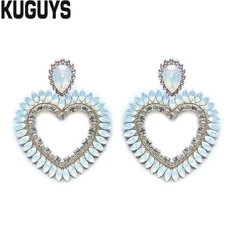 Женские серьги подвески KUGUYS длинные с кристаллами вечерние свадебные