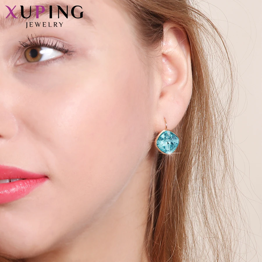 Xuping романтические серьги-кольца с кристаллами Swarovski золотого цвета, изысканные вечерние ювелирные изделия, подарок для женщин и девочек M76/M77/M78-20371