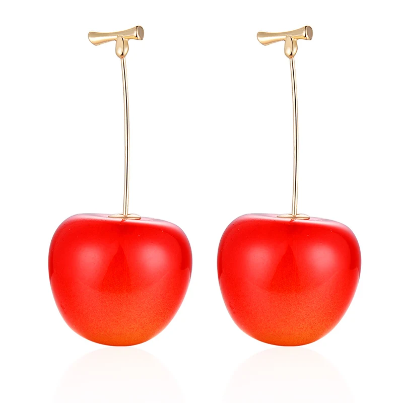 New Fashion Red Cherry Fruit simple Earrings For Women Tassel Dangle Sweet Long Pendant Girl Gift Korea Jewelry | Украшения и