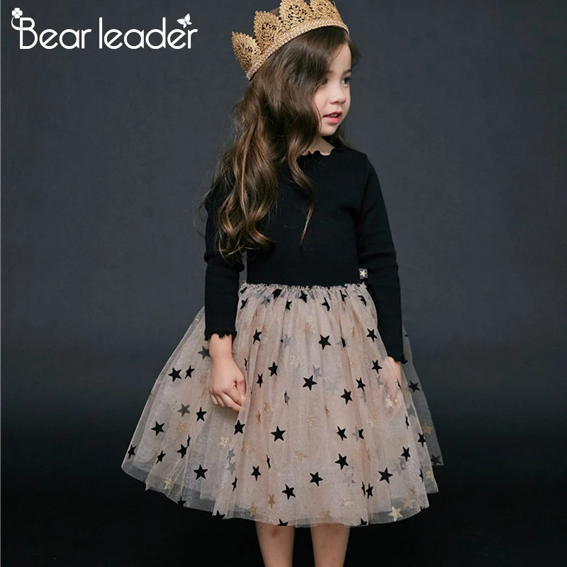 Bear leader/платье для девочек; весеннее платье принцессы с пентаграммой; брендовая одежда для девочек; одежда для детей; вечерние платья-пачки для девочек