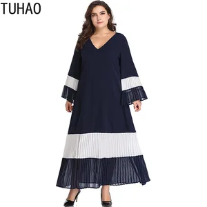 TUHAO Female Summer Dress  Spring Women Ruffles Maxi Long Pleated Dress Plus Size 5XL 4XL 3XL Elegant Chiffon Dresses HYMY