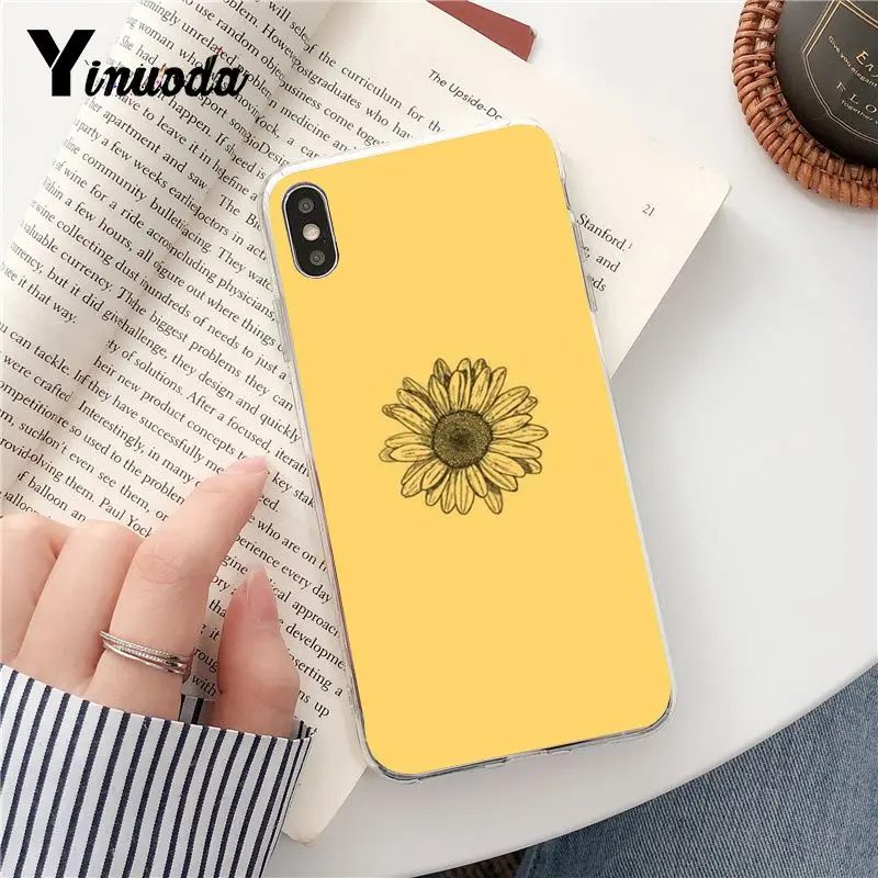 Yinuoda желтый стиль Подсолнух TPU прозрачный чехол для телефона iPhone X XS MAX 6 6s 7 7plus 8 8Plus 5