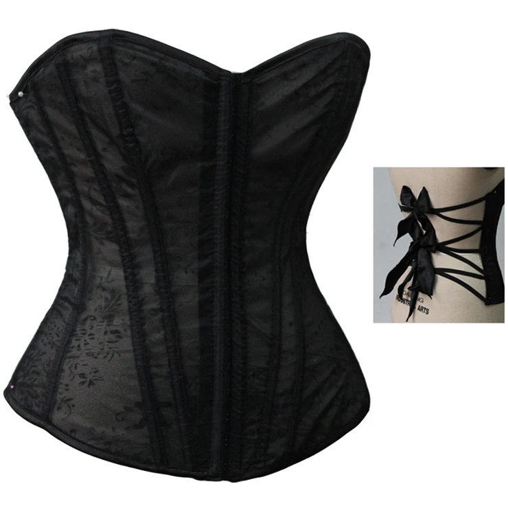 черный корсет шнурка бретелек бюстье готический тонкого тела формирователь