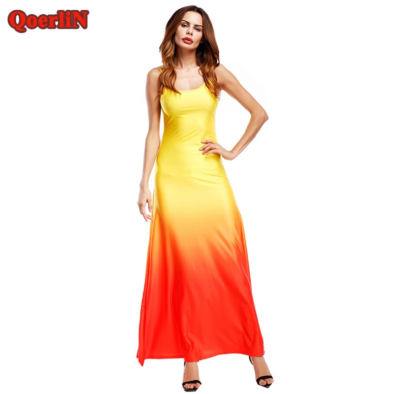 QoerliN/S XXXXXL европейский стиль модное градиентное Радужное платье в полоску