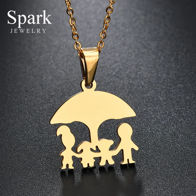 Милое семейное ожерелье из нержавеющей стали с подвеской для мамы папы мальчиков