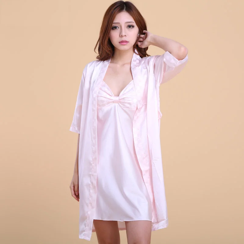 

Spring and autumn Women Silk Sleep robes and a nightdress sexy condole nightgown nightwear women