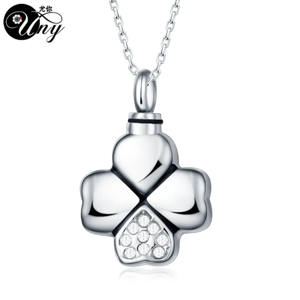 Uny кремации урны пепел Keepsake Клевер Камень Pet урну Ожерелья для мужчин Подвески