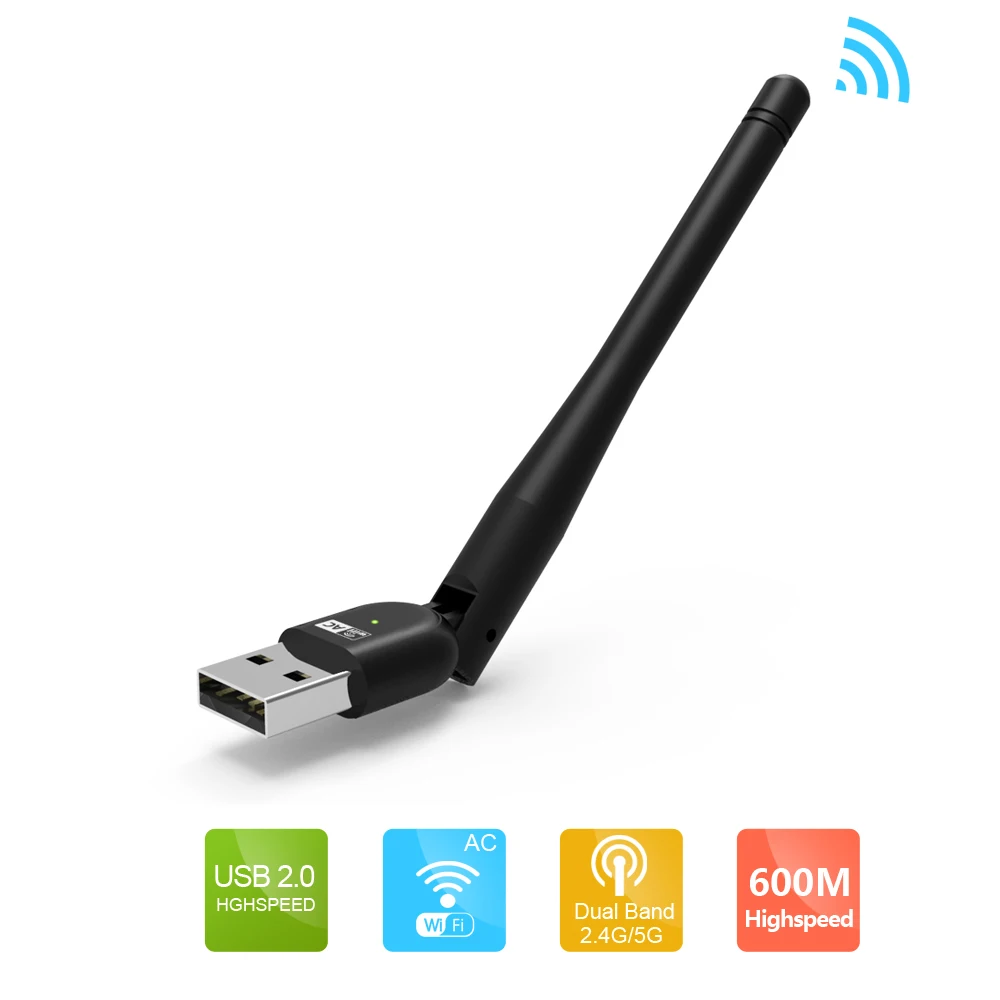 Двухдиапазонный беспроводной адаптер Wavlink AC600 USB максимальная скорость до 600