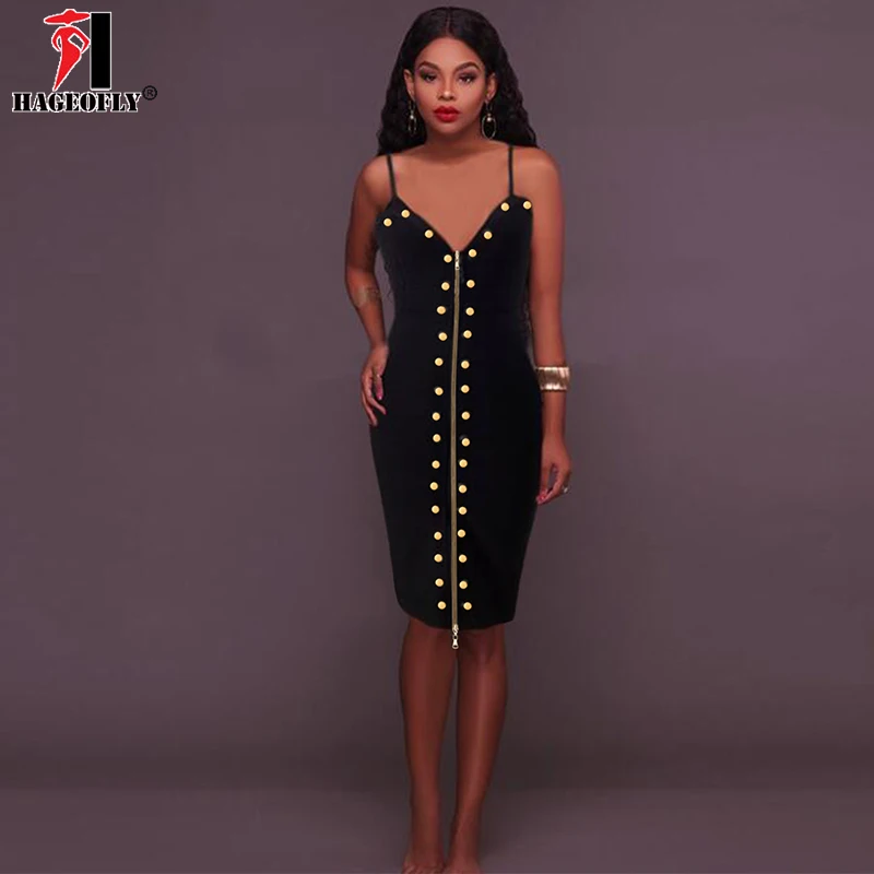 HAGEOFLY 2017 Vestidos сексуальное черное платье без рукавов с блестками на ремешке