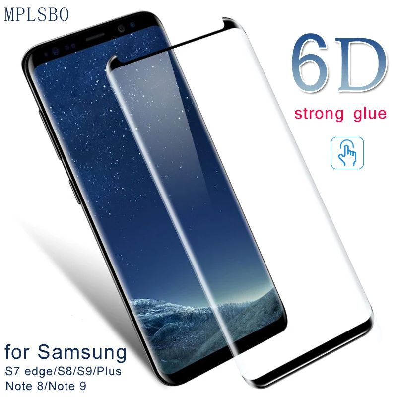 Закаленное стекло 6D для Samsung Galaxy S9 S8 Plus Защита экрана Note 8 / 9 S7 Edge защитное