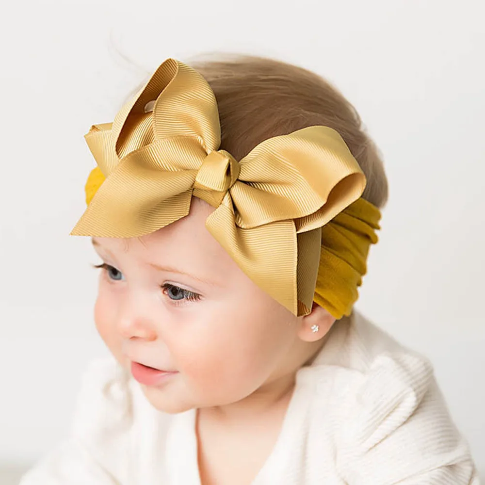 1 шт. милая повязка на голову с большим бантом для маленьких девочек однотонный