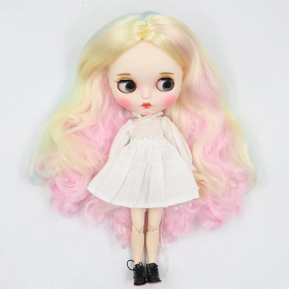 Ледяная фабрика blyth кукла 1/6 bjd белая кожа сустава тела красочные волосы новое матовое лицо, резные губы с бровью индивидуальные лица