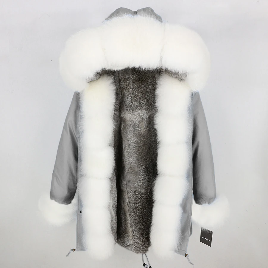 24 OFTBUY, новинка, зимняя куртка, Женская длинная парка, воротник из белого лисьего меха, капюшон, толстая, теплая, подкладка из меха кролика, верхняя одежда, уличная одежда, новинка - Цвет: 24