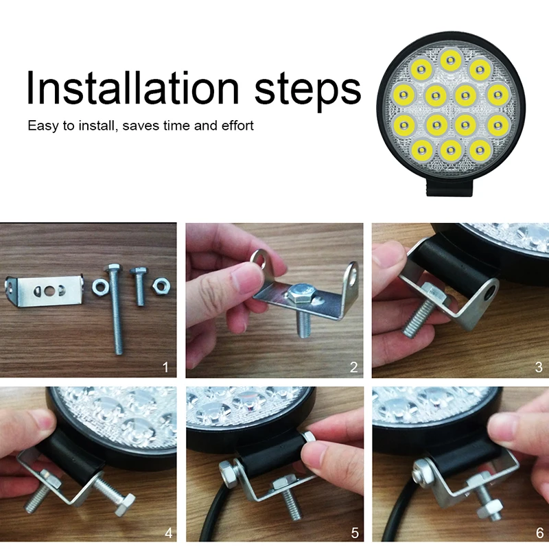 

Automobile Headlights 12V 42W 6000K pure white Motorcycle Auxiliary driving work lights headlamp fog spot lamp car accessories