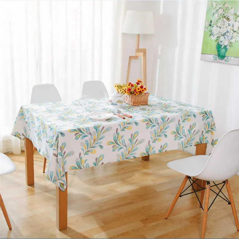 100% хлопок ткань скатерти ужин с принтом перьев Скатерти Американский Стиль