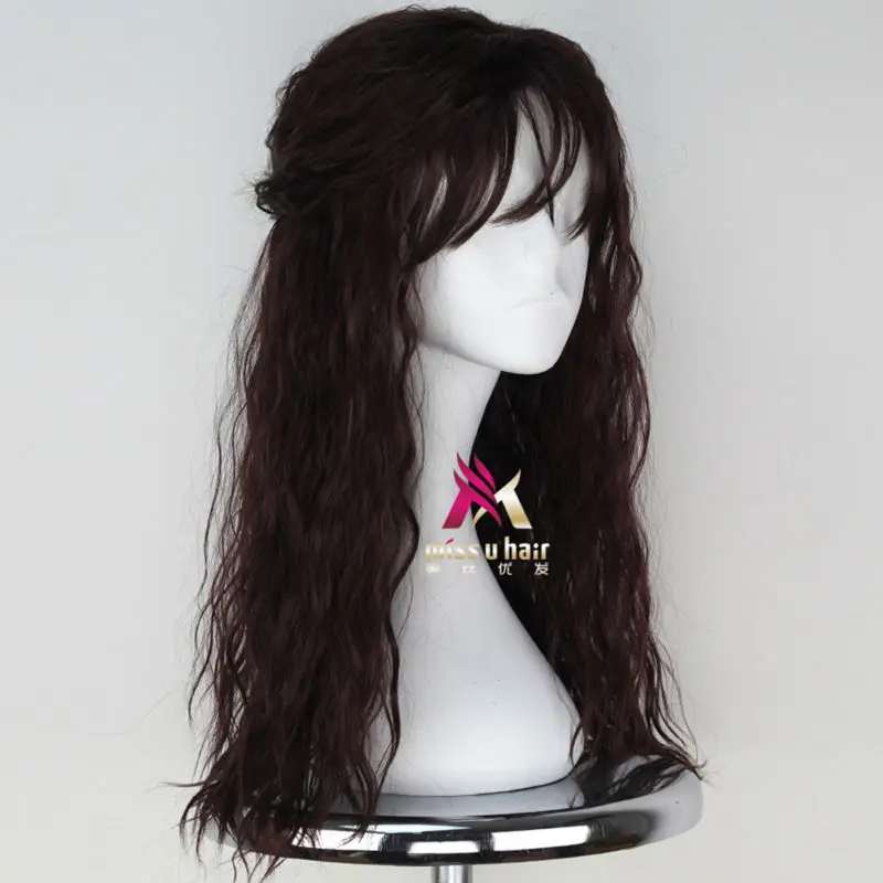 Парик для косплея Miss U Hair мужской синтетический длинный вьющийся с темно