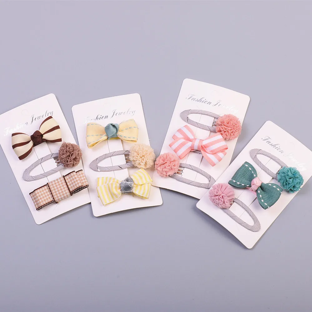 Мода 3 шт./компл. девочек заколки набор Mix Стиль кружева мяч хлопок цветочные Hairbow с