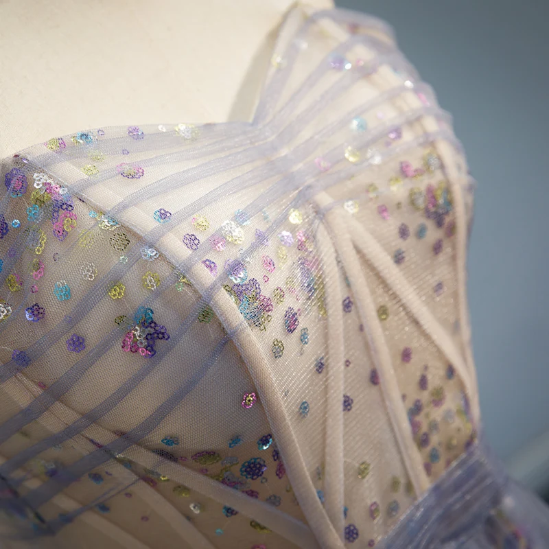 Женское коктейльное платье It's Bride фиолетовое до середины икры с блестками и без