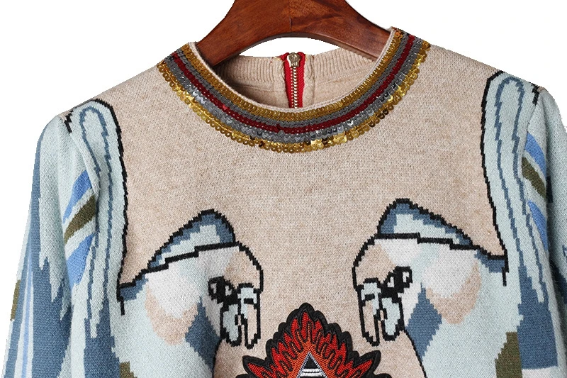 Женский дизайнерский шерстяной свитер вязаный пуловер в винтажном стиле с