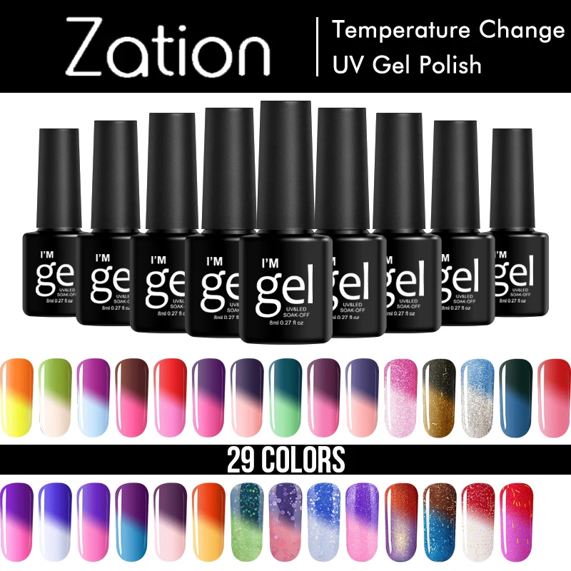 Zation термогель лак для ногтей красочный Гель Esmaltes постоянное изменение