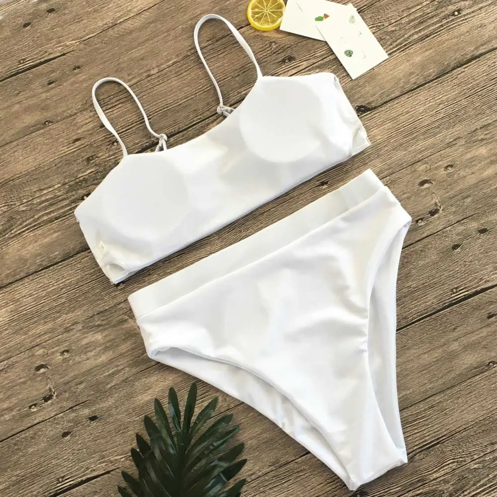 

Brazilian Bikini Set 2021 High Waist Swimwear Women High Cut Swimsuit Solid Sexy Bathing Suit Mayo Beachwear Biquine