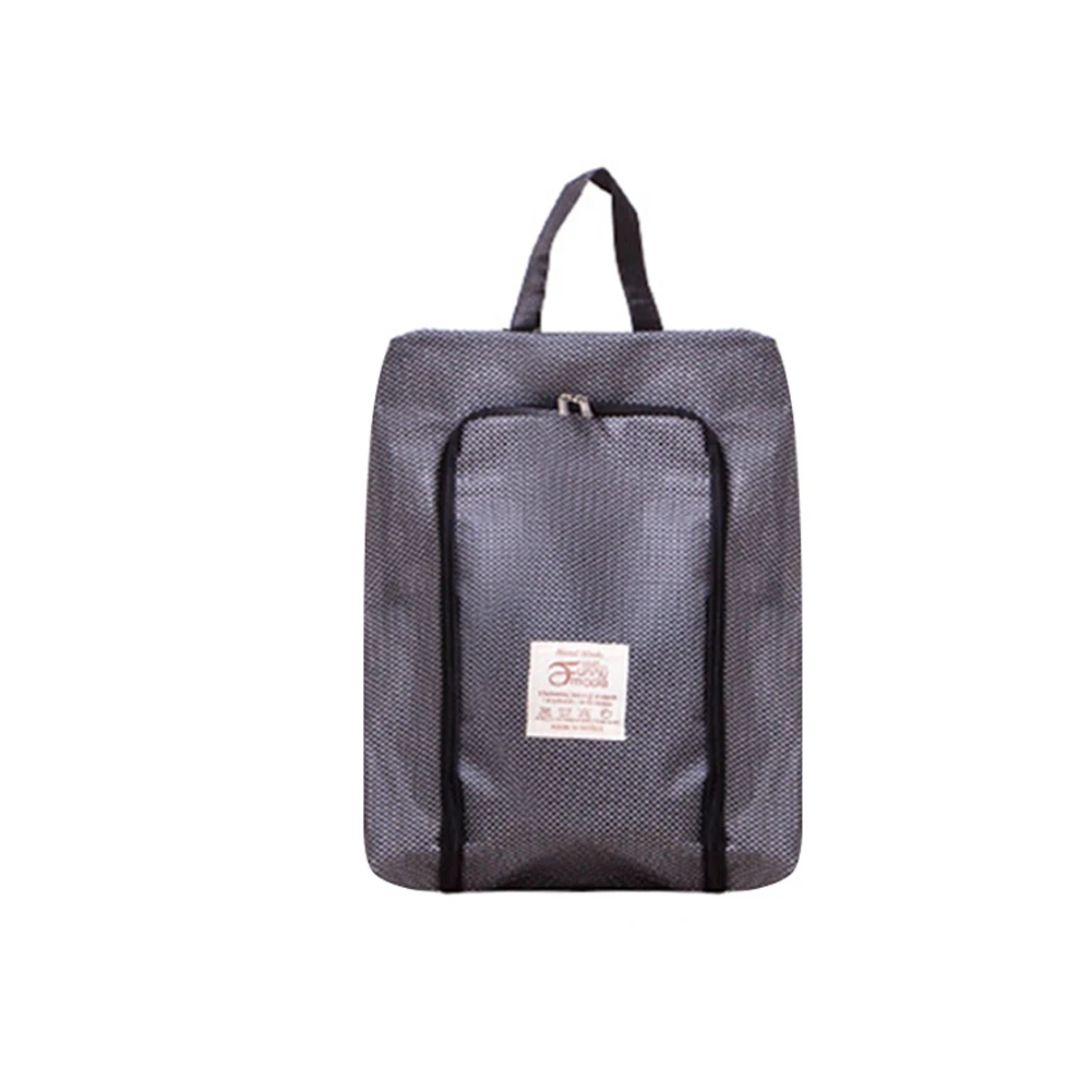 Gray Travel Portable Shoe Bag Waterproof Shoe Storage Bag Double Zipper Hanging Organizer Practical Shoe Bag Dustproof Shoe Bag - Color: Gray