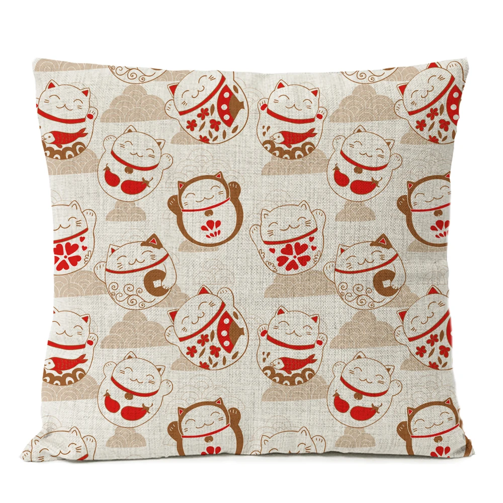 15 Japanese Fuji Cherry Cushion Cover Home Decorative Pillows Japan Ukiyo-e Wave Pillow Cover Linen Pillow Case Cojines Almofada - Цвет: 15