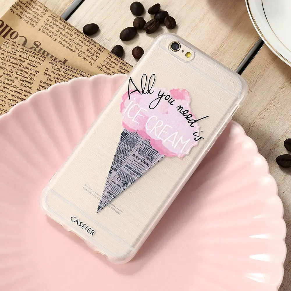 CASEIER Милый Летний мягкий рельеф ТПУ чехол для телефона iPhone X 7 8 6 6S чехлы с узором Plus