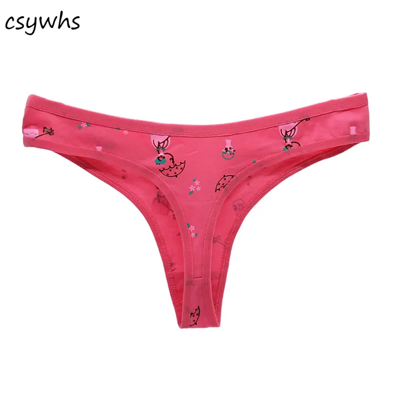 CSYWHS 6pcs Cartoon Women Cotton G String Sexy Print Panties Womens Thongs Briefs Underwear Low Waist Panty Underpants M-XL | Женская